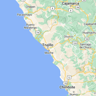 Map showing location of Trujillo (-8.115990, -79.029980)