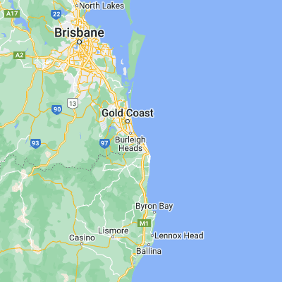 Map showing location of Tugun (-28.150000, 153.500000)