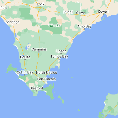 Map showing location of Tumby Bay (-34.375060, 136.103330)