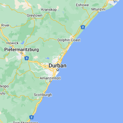 Map showing location of Umhlanga Rocks (-29.725278, 31.085833)