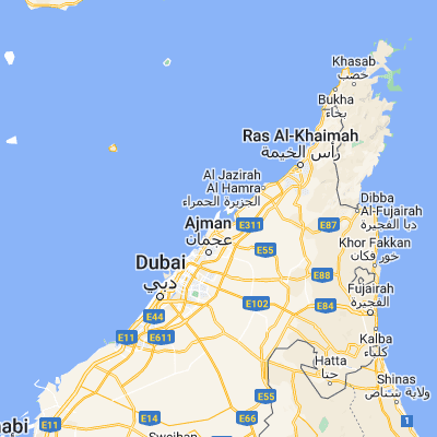 Map showing location of Umm al Qaywayn (25.564730, 55.555170)