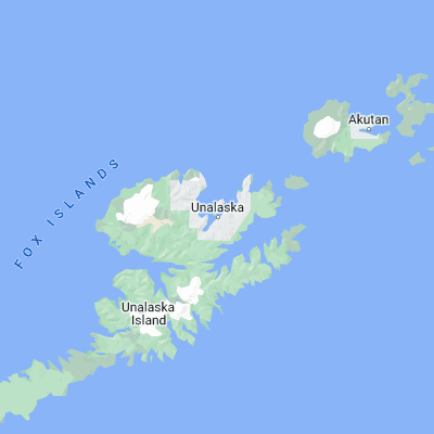 Map showing location of Unalaska (53.873610, -166.536670)