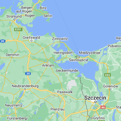 Map showing location of Usedom (53.874000, 13.920230)