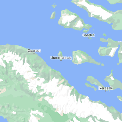 Map showing location of Uummannaq (70.674720, -52.126390)