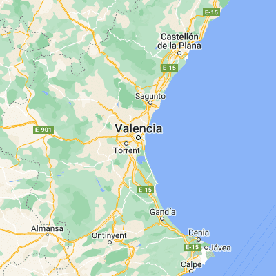 Map showing location of Valencia (39.469750, -0.377390)