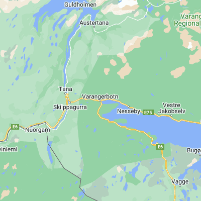 Map showing location of Varangerbotn (70.172780, 28.555980)