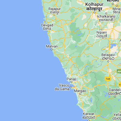 Map showing location of Vengurla (15.866670, 73.633330)