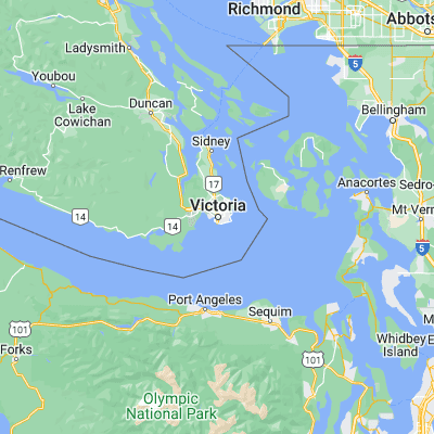 Map showing location of Victoria (48.432940, -123.369300)