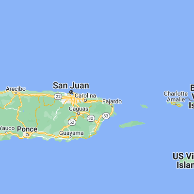 Map showing location of Vieques (18.424950, -65.832940)