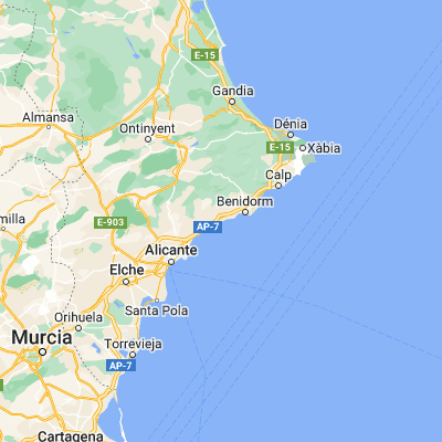 Map showing location of Villajoyosa (38.507540, -0.233460)