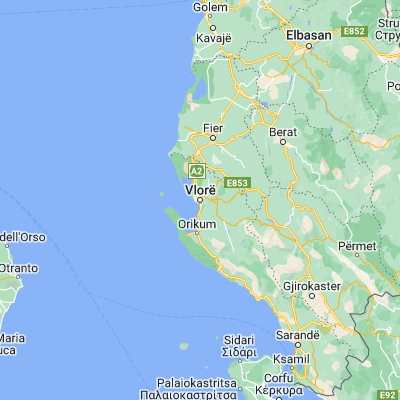 Map showing location of Vlorë (40.466670, 19.489720)