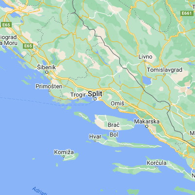 Map showing location of Vranjic (43.533330, 16.466670)