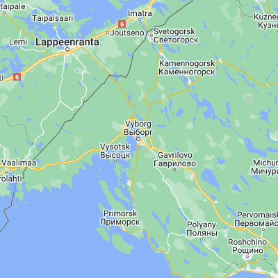 Map showing location of Vyborg (60.707630, 28.752830)