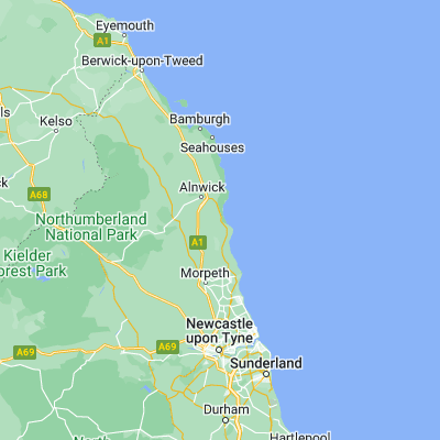 Map showing location of Warkworth (55.350000, -1.616670)