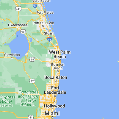 Map showing location of West Palm Beach (26.715340, -80.053370)