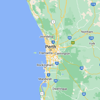 Map showing location of West Perth (-31.948960, 115.841990)