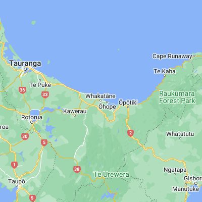 Map showing location of Whakatane (-37.958550, 176.985450)