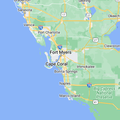 Map showing location of Whiskey Creek (26.572580, -81.890090)