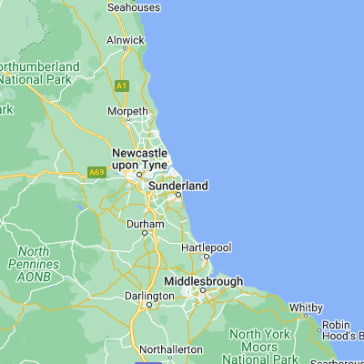 Map showing location of Whitburn (54.953330, -1.368610)