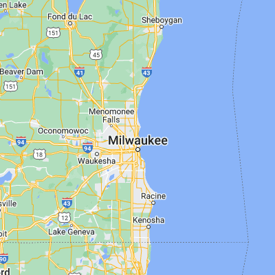 Map showing location of Whitefish Bay (43.113340, -87.900090)