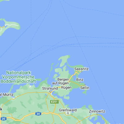 Map showing location of Wiek (54.616670, 13.283330)