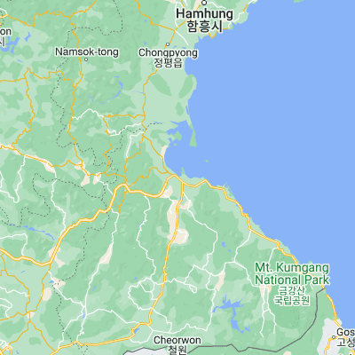Map showing location of Wŏnsan (39.152780, 127.443610)