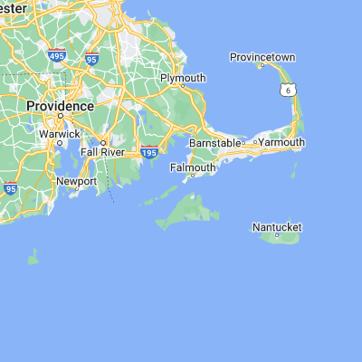 Map showing location of Woods Hole (41.526570, -70.674660)
