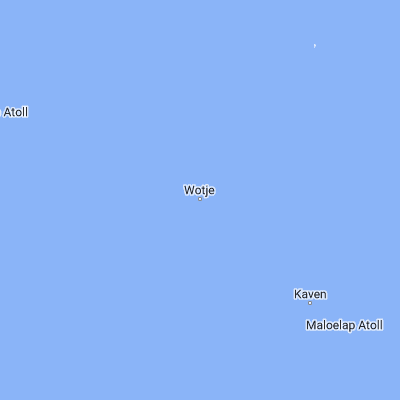 Map showing location of Wotje (9.454290, 170.236740)