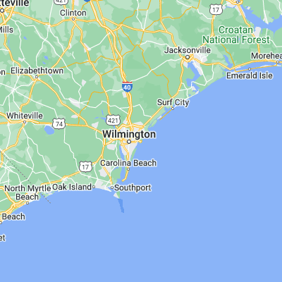 Map showing location of Wrightsville Beach (34.208500, -77.796370)