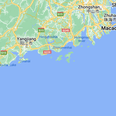 Map showing location of Xiachuan (21.650860, 112.581290)