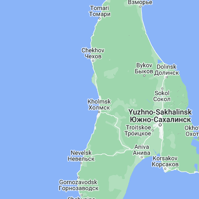 Map showing location of Yablochnyy (47.152000, 142.056780)