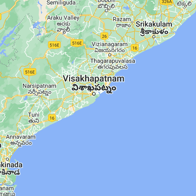Map showing location of Yārāda (17.650000, 83.266670)