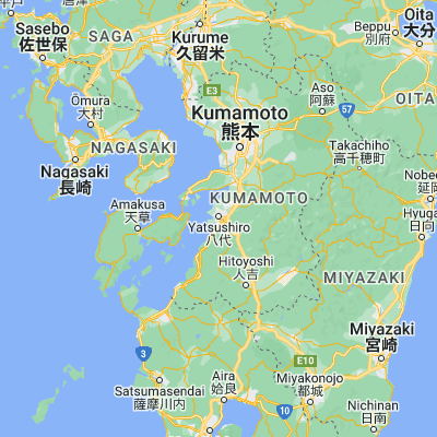Map showing location of Yatsushiro (32.500000, 130.600000)