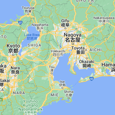 Map showing location of Yokkaichi (34.966670, 136.616670)