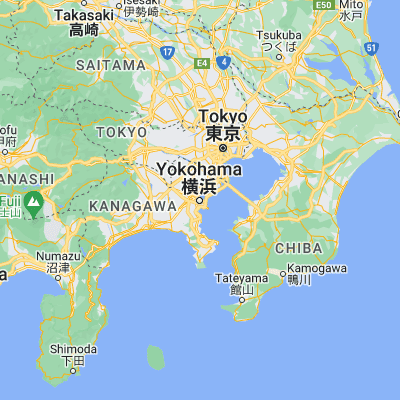 Map showing location of Yokohama (35.447780, 139.642500)