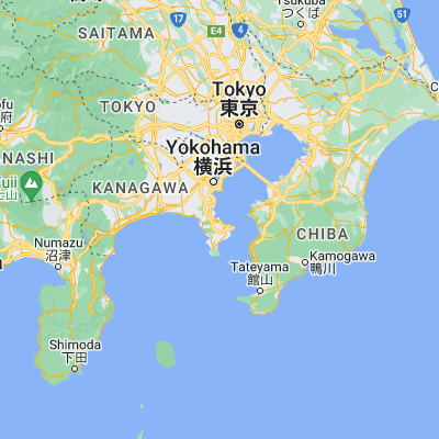 Map showing location of Yokosuka (35.283610, 139.667220)