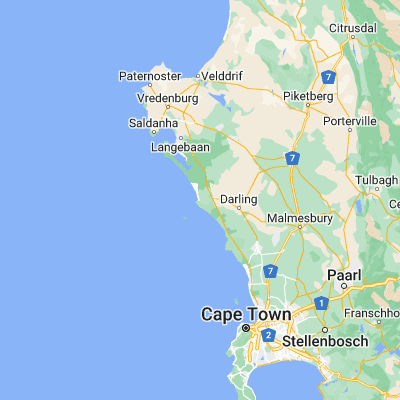 Map showing location of Yzerfontein (-33.333000, 18.162000)