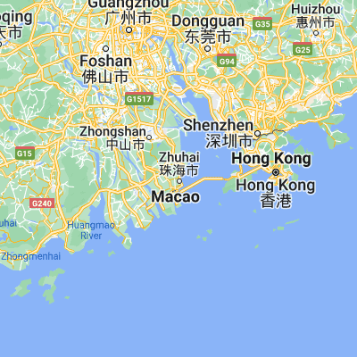Map showing location of Zhuhai (22.276940, 113.567780)