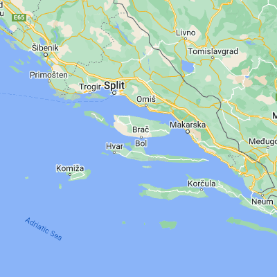 Map showing location of Zlatni Rat (43.256334, 16.633892)