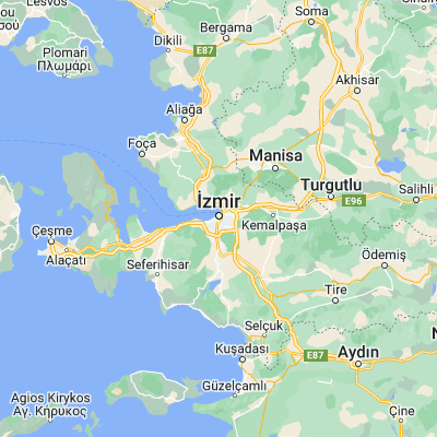 Map showing location of İzmir (38.412730, 27.138380)