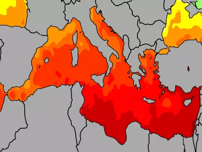 Mediterranean temperature map