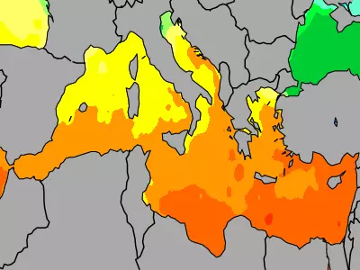 Mediterranean temperature map