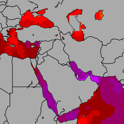 Today Middle East sea temperatures