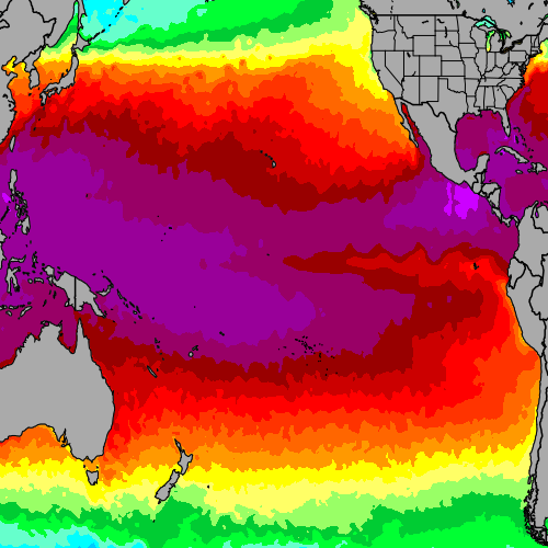 Pacific Ocean Water Temperature Map Pacific Ocean Sea Temperatures