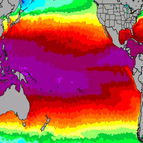 Pacific Ocean temperature map