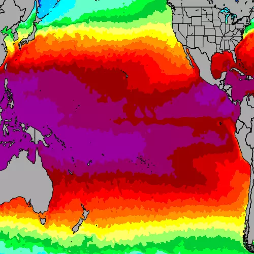 Pacific Ocean temperature map