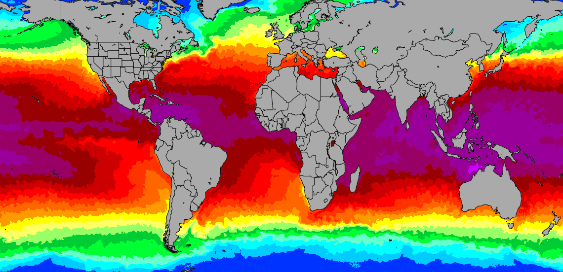 Atlantic Ocean Water Temperature Map 