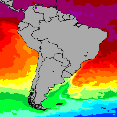 Today South America sea temperatures