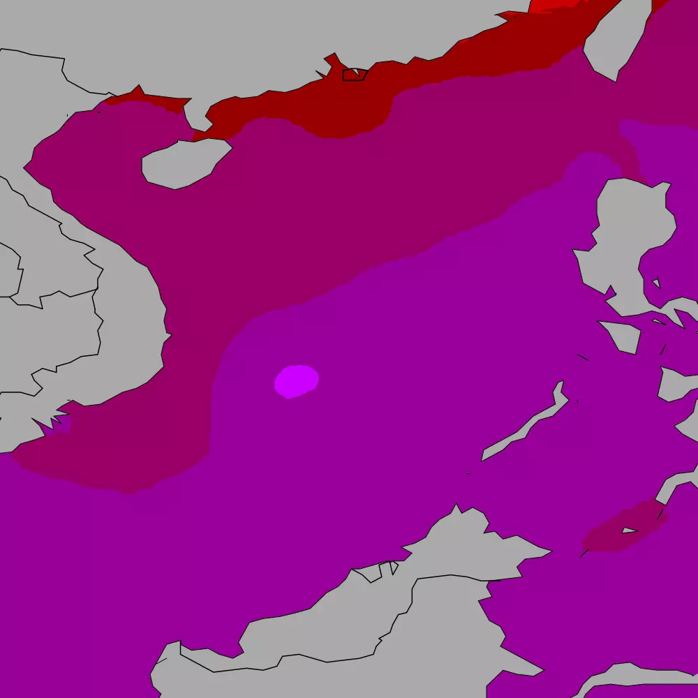 Current South China Sea sea temperatures heatmap